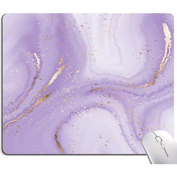 Tapis de Souris à Motif Marbre Violet Lavable en Tissu Carré pour Jeux, Bureau, Ordinateur Portable, Base en Caoutchouc Antidérapante, Tapis de Souris Mignons et Stylés pour Bureaux, Idéal pour Souris Sans Fil, 9.5x7.9 Inch