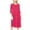 Hot Pink, variant on Women's Casual Loose Fit 3/4 Sleeve Round Neck Jersey Knit A-Line Comfy Solid Midi Dress