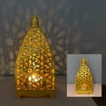 thumbnail image 2 of Large Golden Moroccan Lantern Lamp - Decorative Candle Holder for Ramadan, Eid Mubarak, Weddings, Hanging Tabletop Decor for Indoor Outdoor, Patio, Porch, Home Decor, 2 of 5