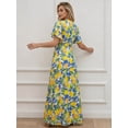 thumbnail image 5 of Women's Lemon Floral Maxi Dress V-Neck Flutter Sleeve Casual Boho Long Summer Sundress, 5 of 5
