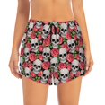 thumbnail image 4 of Lsque Skull and Roses Printed Women's Running Shorts with Liner Pockets,Elastic Quick Dry Workout Athletic Gym Yoga Shorts,Womens High Waist Shorts-, 4 of 9