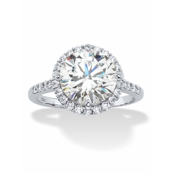 PalmBeach Jewelry 4.45 TCW Round White Cubic Zirconia Halo Bridal Engagement Ring in 10k White Gold