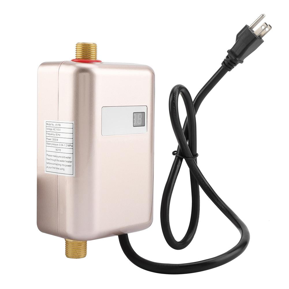 110V 3000W Mini Electric Tankless Instant Hot Water Heater Bathroom Kitchen Washing US Plug