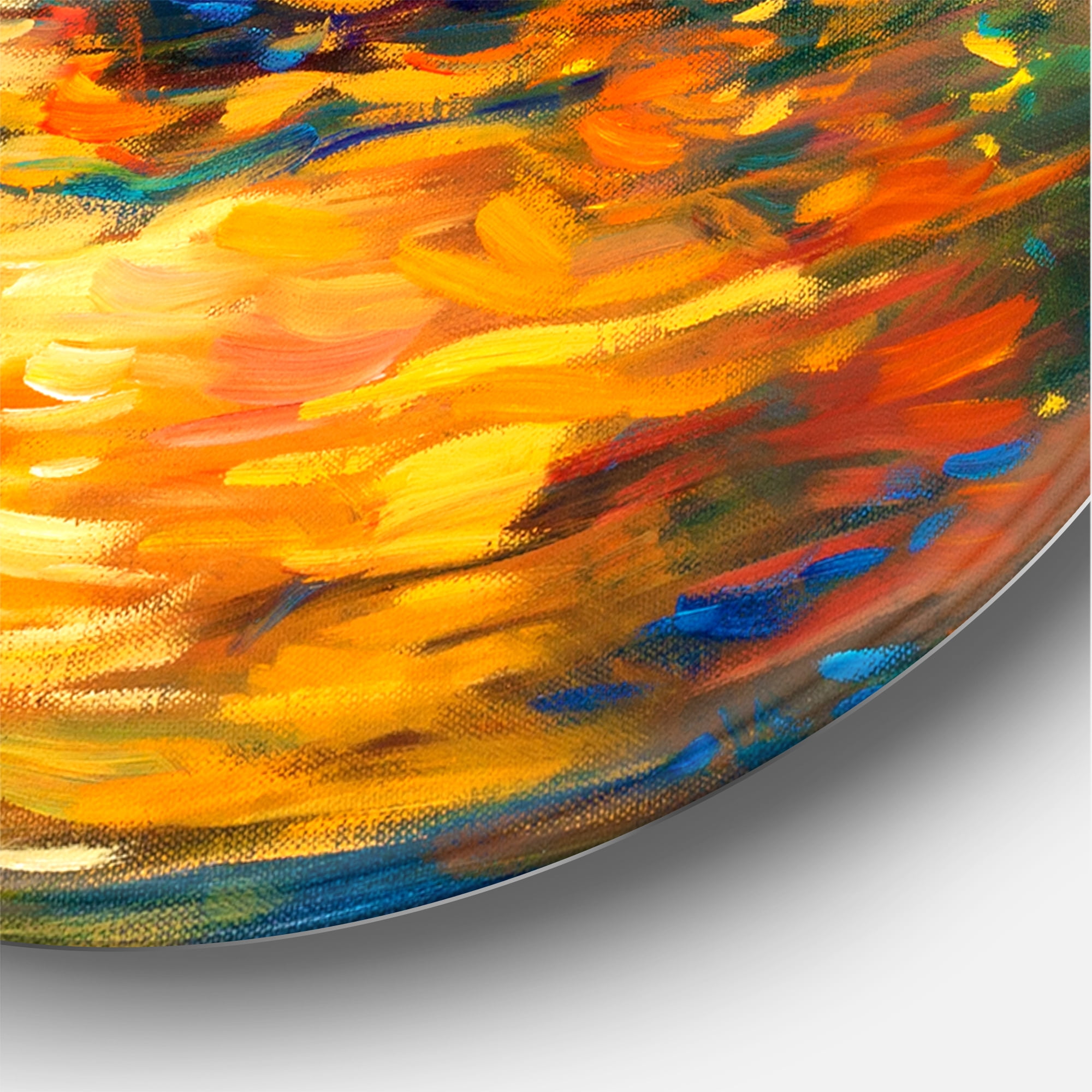Boat At The Lake During Evening Glow VI 11 in x 11 in Painting Art Prints, by Designart