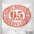 thumbnail image 1 of Grunge Tapestry, 65 Years Old Congrats Grunge Style Rubber Stamp Design, Fabric Wall Hanging Decor for Bedroom Living Room Dorm, 5 Sizes, Red White, by Ambesonne, 1 of 1