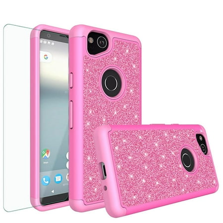 Google Pixel 2 Case, Pixel 2 Glitter Bling Heavy Duty Shock Proof Hybrid Case with [HD Screen Protector] Dual Layer Protective Phone Case Cover for Google Pixel 2 - Hot