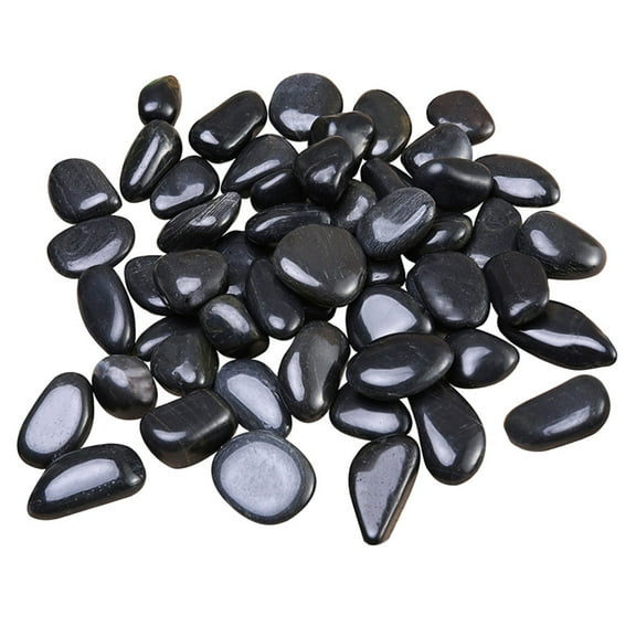 HOOWIFFY Black Pebbles Aquarium Safe Decorative Stones for Landscaping, Garden, Fish Tank, and Home Decoration