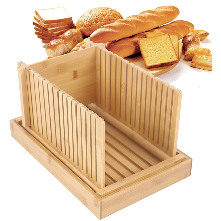 Bamboo Bread Slicer for Homemade Bread,Adjustable Width Bread