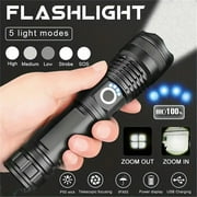 12000000Lumens Brightest LED Flashlight Rechargeable Tactical Police Work Light