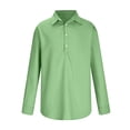 thumbnail image 4 of BLVB Men's Long Sleeve Shirts Casual Lapel Collar Button up Work Business Tops Solid Color Fall Spring Blouses Green, 4 of 6