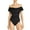 Black, variant on LA BLANCA Women's Black Stretch Tummy Control Lace-up cutout Lined Moderate Coverage Ruffled Island Goddess Off The Shoulder One Piece Swimsuit 4