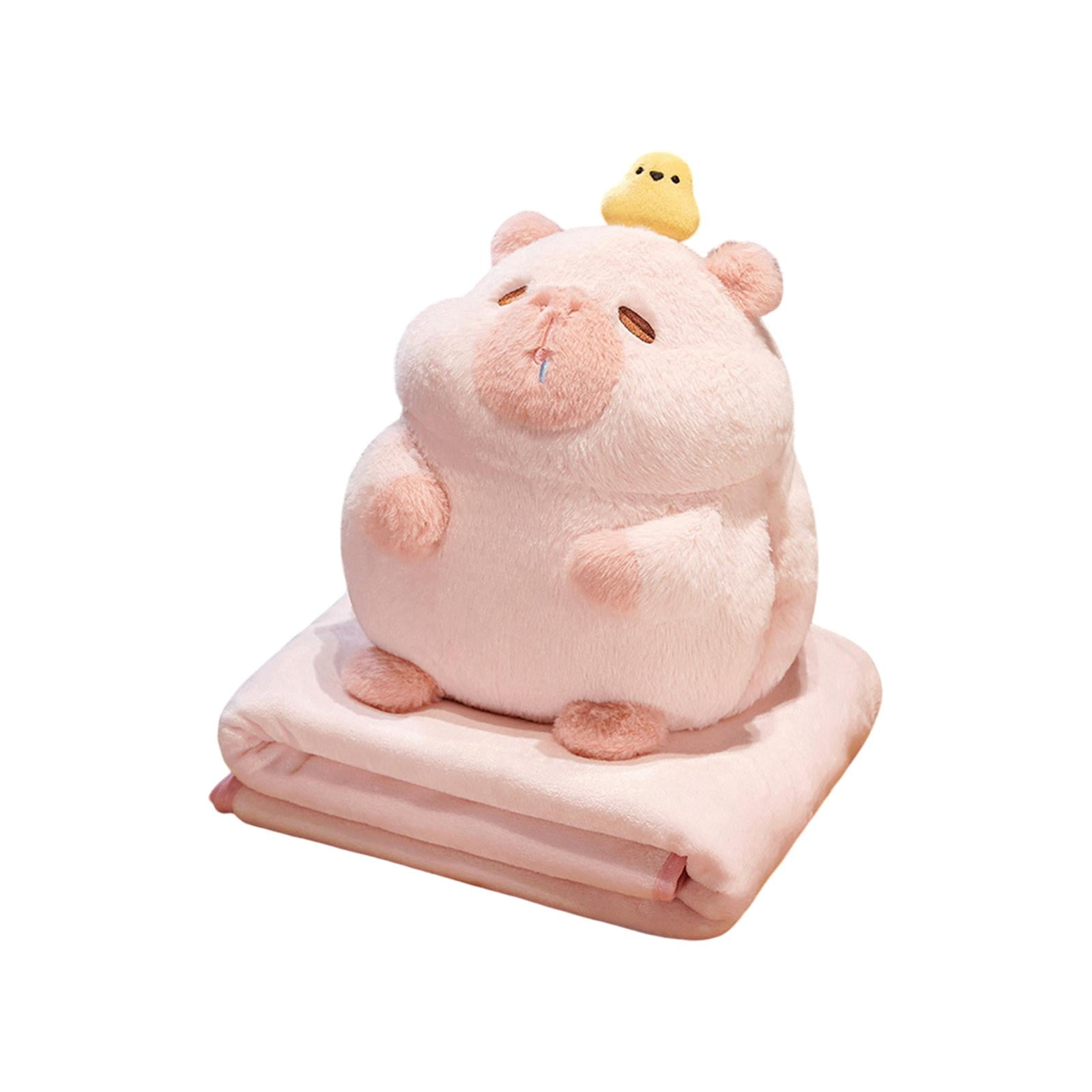 LeeQinersw Capybara Plush Toy Capybara Stuffed Toy Snuggling Lovely Ornament Plush Capybara Pink with Blanket
