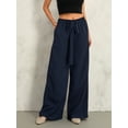thumbnail image 2 of KelaJuan Women Wide Leg Pants, High Waist Tie-up Loose Casual Long Trousers Streetwear with Pockets, 2 of 6