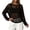 Black, variant on CAIVO Women Shirts Casual Plus Size Openwork Cover Up Summer Soft Loose Long Sleeve Knit O-Neck Solid Color Soft Tops