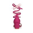 thumbnail image 3 of BLISSFUL STEP Women's Shoes Lace Up Faux Suede Open Toe Chunky Heel Sandals Hot Pink 7.5, 3 of 8