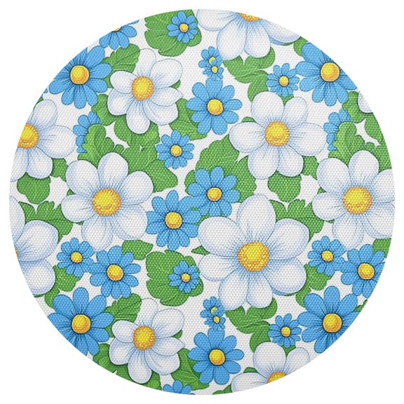 Plant Abstract Plant Green Cartoon White Round Placemats Set of 6 Woven Non-Slip Washable Heat Resistant Table Mats 15.4 Inch for Kitchen Dining Decor