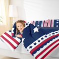 thumbnail image 4 of Homewish Cute American Stars Full Size Comforter Sets, Navy Red Stripes Ombre Bedding Comforter Set, Cartoon US Flag Reversible Bedding Sets, Ultra Soft Bedroom Decor, 3pcs, 4 of 8