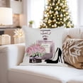 thumbnail image 4 of Ethan Taylor Fashion and Glam Throw Pillow Soft Cushion Cover 'Perfume and Flowers Perfumes' Glam Pattern Decorative Square Accent Pillow Case, 16x16 Inches, Pink, Gray, 4 of 5