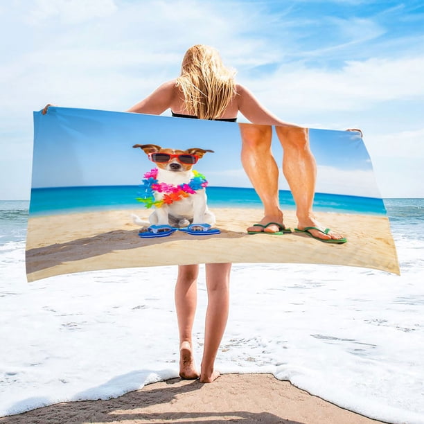 Toalla de Playa con Temática de Perros, Ideal para Regalar. Toalla Grande de 76 X 152 Cm (30 X 60 Pulgadas), de Secado Rápido y Absorbente, Perfecta para El Baño y La Arena.