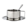 thumbnail image 1 of Tnarru Coffee Mug Set with Plate and Spoon Stainless Steel for Cafe Camping Kitchen 200ML Set, 1 of 8
