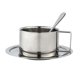 thumbnail image 1 of Juego de taza de café de acero inoxidable con plato y cuchara, taza de café reutilizable, taza de leche Juego de 200ML, 1 of 9