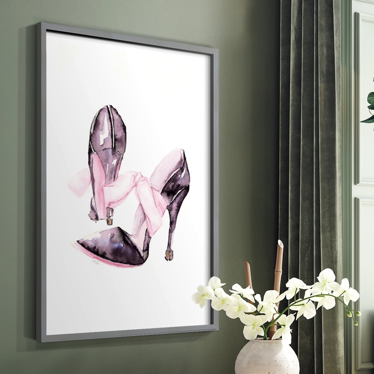 Bow Stilettoes in Paper Solid Wood 16 x 20 Framed Print