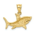 thumbnail image 3 of 14k Satin & Diamond-cut Shark Pendant in 14k Yellow Gold, 3 of 3
