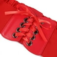 thumbnail image 4 of CBGELRT Womens Belts Punk Lace-up Tied Black Leather Belts for Dresses Coats Blouse Retro Waist Cinch Belt Wide Waistband, Red, 4 of 4
