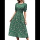 thumbnail image 1 of Vestidos Florales de para Mujer, Estilo Bohemio, Informal, de Verano, con Mangas Abullonadas, Estilo Occidental Verde XL, 1 of 10