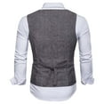 thumbnail image 5 of Aueoeo Suit Vests For Mens Cotton Comfy Soft Waistcoat Retro Sleeveless V Neck Herringbone for Prom Party, 5 of 7