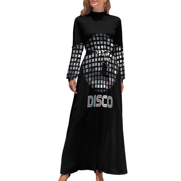 Vestido largo con mosaico de bola de discoteca Vestido largo para mujer Vestido estilo coreano