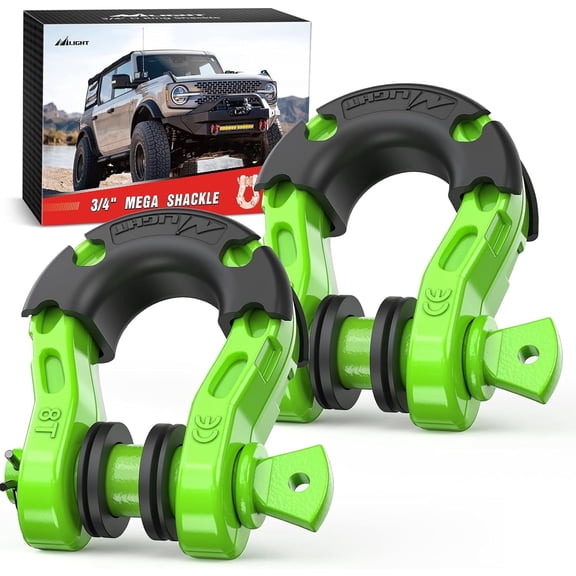 Nilight 2 Pack 3/4" Mega D-Ring Shackle with 7/8" Screw Pin 68,000LBS Break Strength, Heavy Duty Off Road Recovery Shackle for Use with Tow Strap, Winch, Off-Road Jeep Truck Vehicle, 2 Years Warranty