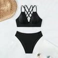 thumbnail image 3 of Lopeceal Women's Push Up V Neck Bikini Sets Criss Cross Back Two Piece Bathing Suit, 3 of 8