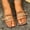 Brown, variant on Women's Square Toe Woven Flat Slides, Open Toe Wide Width Casual Slippers for Summer Outdoor Black 36