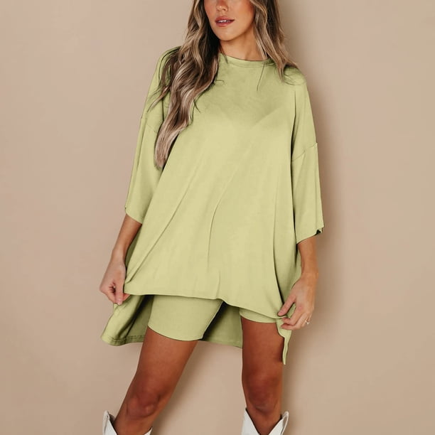 ICHUANYI Liquidación Camisetas de Manga Corta con Cuello Redondo de Verano para Mujer Pantalones Cortos Ropa cómoda para el hogar Conjuntos de Traje de Dos Piezas ICHUANYI WER202308254696
