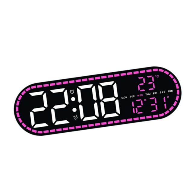 Reloj despertador digital decorativo para el hogar, práctico, con fecha, hora, semana y temperatura, relojes electrónicos para estantería junto al dor Luz rosa