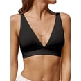 thumbnail image 1 of Women's Seamless Plunge Bra Deep V-Neck Wireless Comfort Bra Unlined Triangle Sporty Bras Ultra Light Soft Stretch Bralettes, 1 of 6