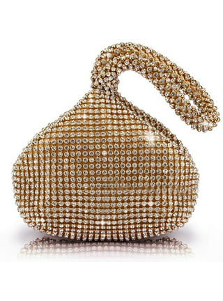 Wholesale Wedding Shiny Handbags Bridal Metal golden chain bling