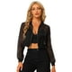 thumbnail image 1 of Chaqueta bomber corta para mujer, informal, ligera, con cremallera Negro XL, 1 of 6