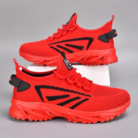 Men's Lightweight Breathable Shock-Absorbing Outdoor Sports Shoes with MD Cushioning System, Available in Black/Orange Styles, Suitable for Hiking, Running, Fitness - Low-Top Casual Sneakers
