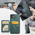 thumbnail image 3 of ELEHOLD Case for iPhone 11, Shockproof Magnetic Leather Wallet Case with Hand Grip & Kickstand & RFID Blocking,Green, 3 of 8