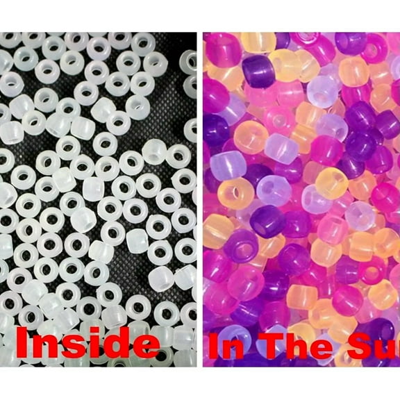 U8MO 200 Mixed Color UV Magic Changing Reactive Acrylic Barrel Pony Beads 8X6mm