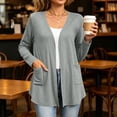 thumbnail image 2 of yillto Plus Size Womens Cardigan Open Front Lightweight Soft Comfy Long Sleeve Loose Coats with Pockets, 2 of 7