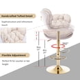 thumbnail image 4 of Beige White Velvet Swivel Bar Stools Set of 4 with Upholstered Back, 25-33 Inch Height Adjustable, Bar Chairs for Counter Height Bar Height Kitchen Island Pub (4 Pcs,Beige White), 4 of 11