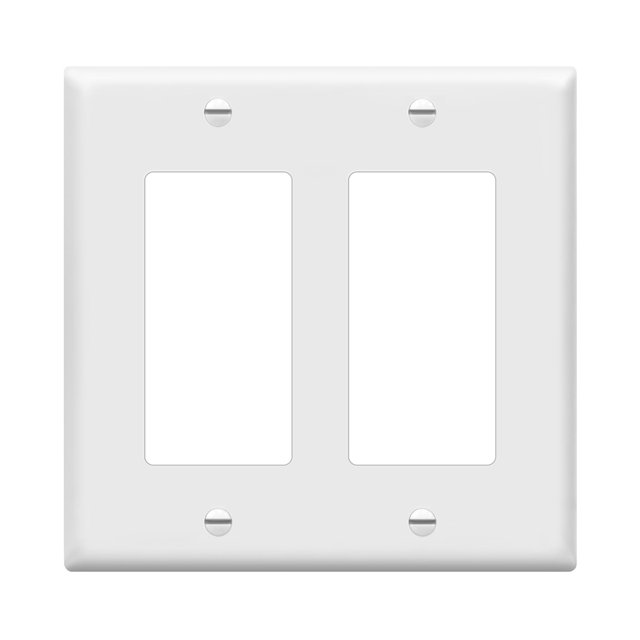 Placa de pared ENERLITES de 2 módulos, blanco brillante, policarbonato