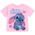 thumbnail image 4 of Disney Lilo & Stitch Big Girls' T-Shirt and French Terry Shorts Set Pink Stitch and Hearts, 4 of 12