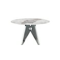 thumbnail image 4 of Miekor Furniture 53" Round Marble Dining Table with Silver Stainless Steel Design Base, Artificial Marble for 6 People, Dining Room/Living Room Kitchen Dining Table,White (Dining Table Only) 30888, 4 of 12
