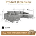 thumbnail image 2 of 108" Plush Corduroy U-Shaped Sectional Sofa, Deep Seat Cloud Couch, Modular 5-Seat Design, No-Assembly Living Room Sofa, 2 of 5