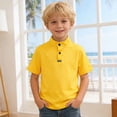 thumbnail image 2 of KHONTS Boys Short Sleeve Henley Collar T Shirt Kids Button up T-Shirts Casual Summer Solid Tees,Size 5-14 Years Yellow 160, 2 of 8