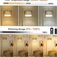 thumbnail image 5 of JERFIT Modern Arc Floor Lamp with Remote, Dimmable LED Bulb, Rattan & Fabric Shade for Living Room Bedroom, 5 of 8